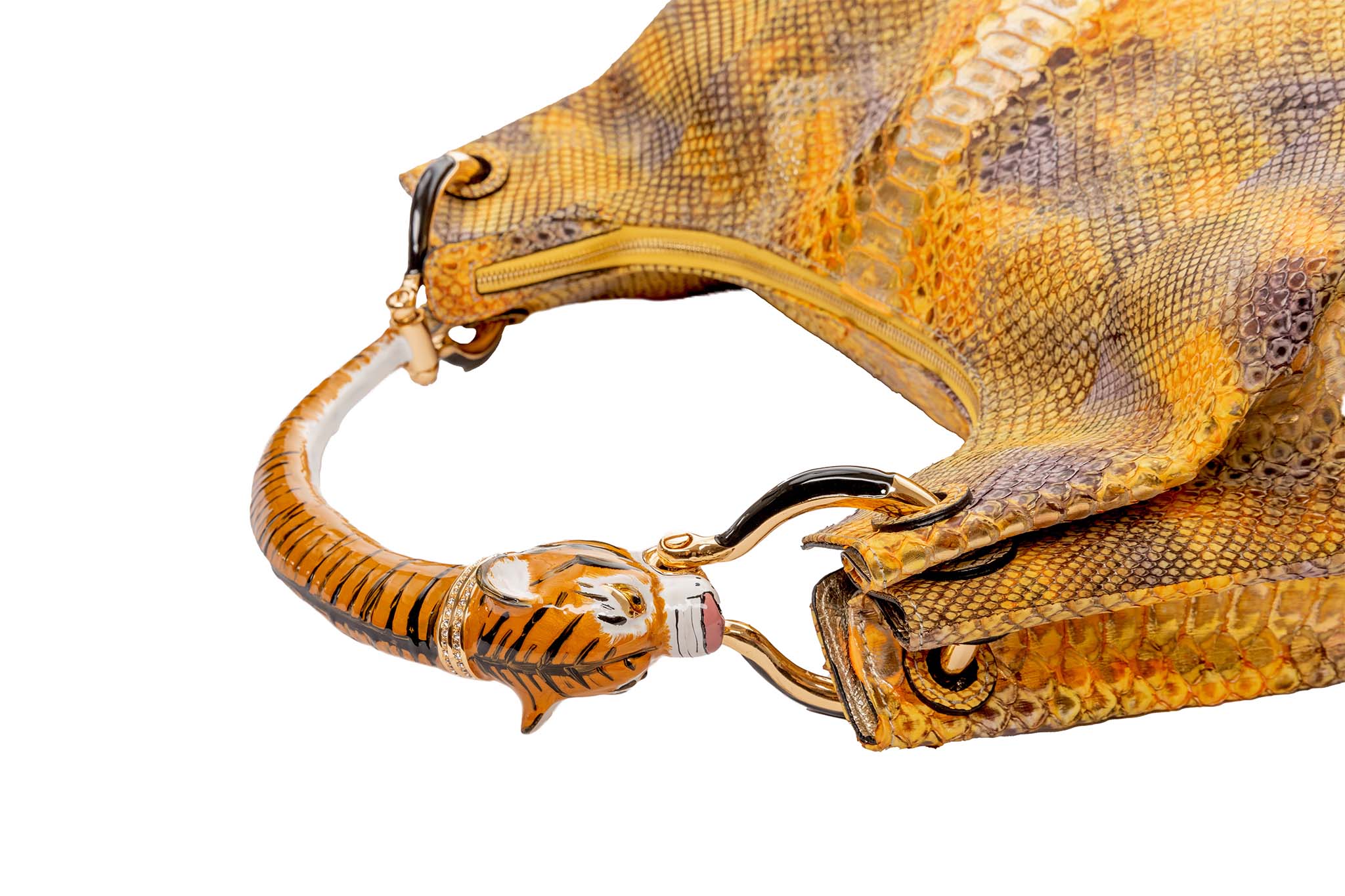 Iridescent Python Bag with Snake Head Accessory - Allysa Payne