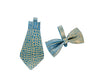 Blue & Gold Embossed Croc Italian Leather Tie & Bow tie Set