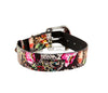 Floral, Scull, Snake Print Italian Leather Collar With Swarovski Crystal Hardware