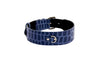 Blue Embossed Croc Italian Leather Collar With Silver Classic Hardware