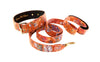 Orange Floral Italian Leather Classic Collar & Leash Set