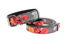 Pansy and Snake Print Embossed Italian Leather With Silver Classic Hardware Collar and Leash Set