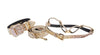 Silver/Bronze/Gold Italian Leather Embossed Croc Swarovski Crystal Collar, Leash & Harness Set