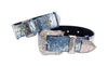 Light Blue/Dark Blue Silver Iridescent Snake Classic Collar & Swarovski Crystal Collar Set