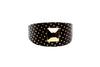Black & Gold Polka Dot Italian Leather 3” Wide Style Collar With Gold Hardware