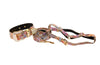Taupe Floral Mosaic Italian Leather/Swarovski Crystal Collar, Leash, Harness Set