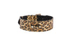 Leopard Print Italian Leather Collar With Gold Classic Hardware
