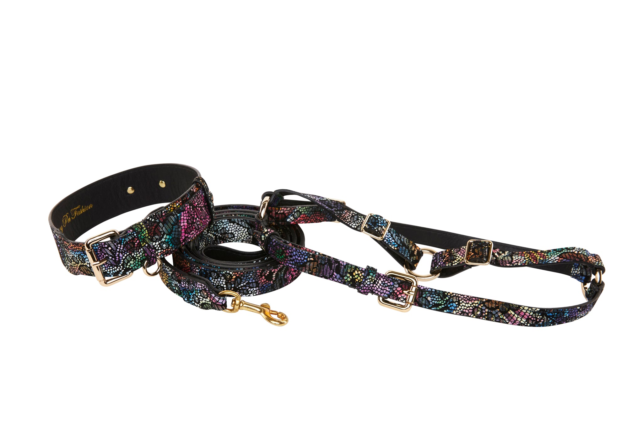 Luxury Pet Fashion Baby Blue/Blue/Bronze 3” Wide Snake Collar - Allysa  Payne Beverly Hills