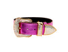 Pink Foil Italian Leather/Swarovski Crystal Collar