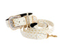 White & Gold Polka Dot Italian Leather Swarovski Crystal Collar & Leash Set