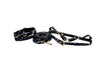 Dark Navy Lace On Gold Italian Leather Classic Collar, Leash & Harness Set