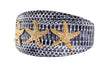 Nautical Collection. White & Navy Snake With Nautical Navy & Gold Rivets & Pearls