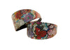 Olive Floral Mosaic 3” Wide Style Collars. Set Of 2