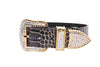 Purple & Gold Embossed Croc Italian Leather/Swarovski Crystal Collar
