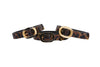 Abstract Leopard Print Italian Leather Collars With Ornate Italian Hardware Set Of 3