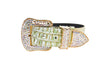 Green & Gold Embossed Croc Italian Leather Swarovski Crystal Collar