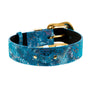 Blue Floral Mosaic Italian Leather/Swarovski Crystal Collar