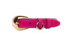Fuchsia Pink Italian Leather Collar With Gold Oval Hardware