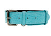 Turquoise Blue Distressed Italian Leather Classic Collar