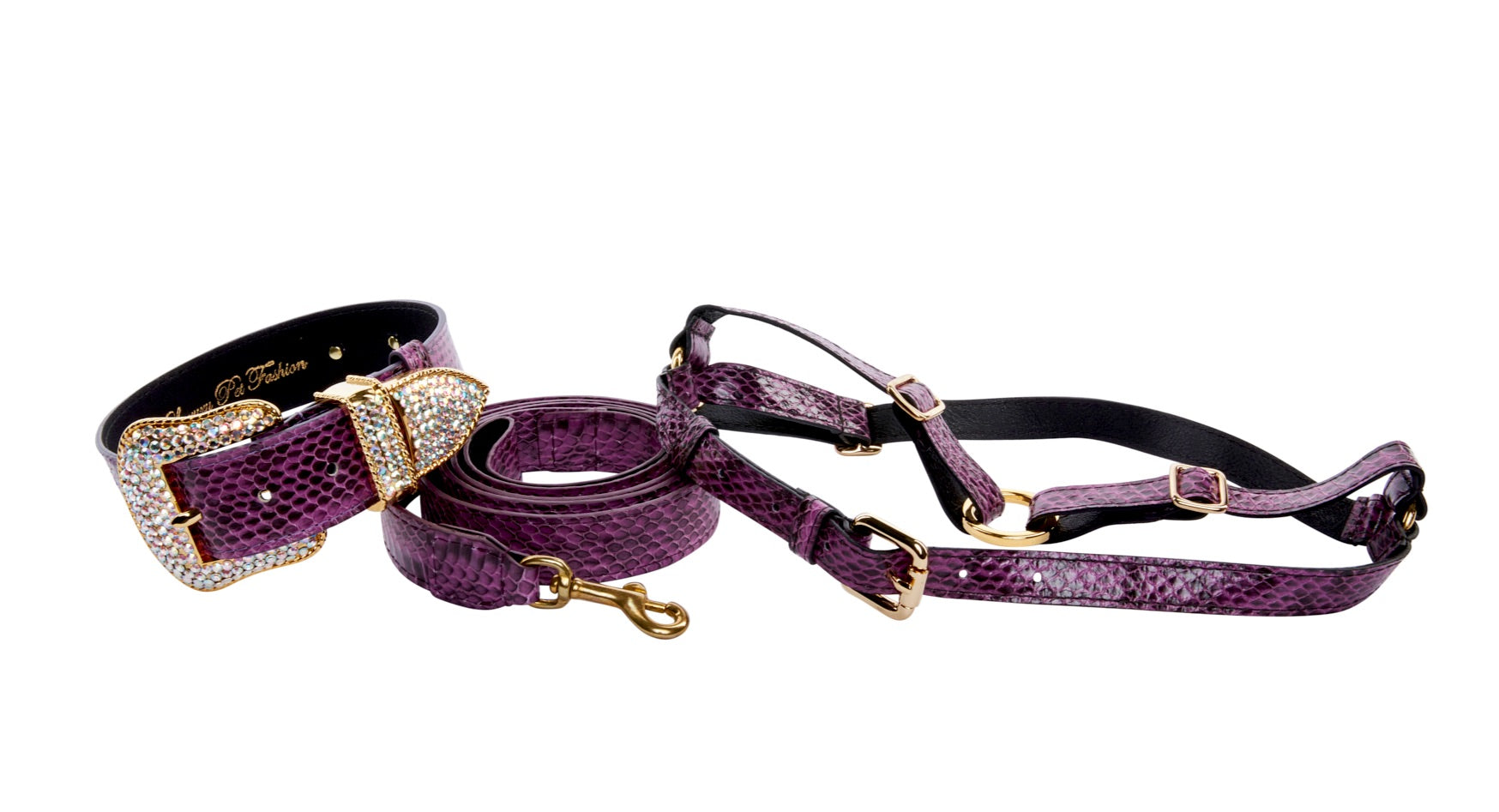 Luxury Pet Fashion Purple & Black Viper Snake Collar With Swarovski Cr -  Allysa Payne Beverly Hills