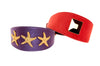 Set Of 2. Purple Snake Starfish Collar & Orange Hair On Hide Italian Leather With Our Custom Gold Rivet 3” Wide Style Collars