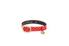 Red & Gold Polka Dot Italian Leather Collar With Italian/Swarovski Hardware & Heart Charm