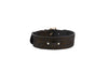 Dark Brown/Bronze Abstract Leopard Print Italian Leather Collar With Classic Hardware