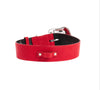 Red Distressed Italian Leather With Silver Swarovski Hardware