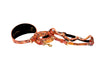 Orange Floral Mosaic Italian Leather 3” Wide Style Collar, Harness & Leash Set
