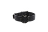 Black Italian Leather Collar With Authentic Crystal Ring/Reversible Classic Collar