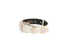XL White and Gold Polka Dot Italian Leather/Swarovski Crystal Hardware Collar