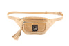 Pearl Beige Italian Leather/Taupe Tilapia Fanny Pack With Custom Large Silver Rivet