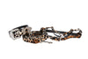 Snow Leopard Print Hair On Hide Italian Leather Swarovski Crystal Collar, Leash, Harness Set