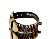 Luxury Pet Fashion Tiger Print Hair On Hide Italian Leather Collar With Swarovski Crystal Hardware