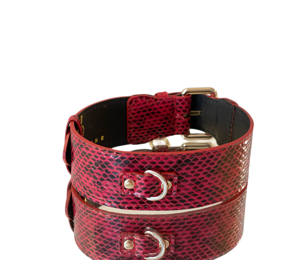 Luxury Pet Fashion Purple & Black Viper Snake Collar With Swarovski Crystal  Hardware