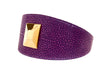 Purple & Pink Embossed Stingray Print Italian Leather 3” Wide Style Collar With Large Custom Gold Rivet