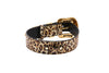 Leopard Print Italian Leather Collar With Swarovski Crystal Hardware